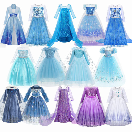 2024 Christmas Girls Elsa Kids Costumes For Girls  Carnival Party Prom Gown Robe-Playing Children Clothing Princess Dress