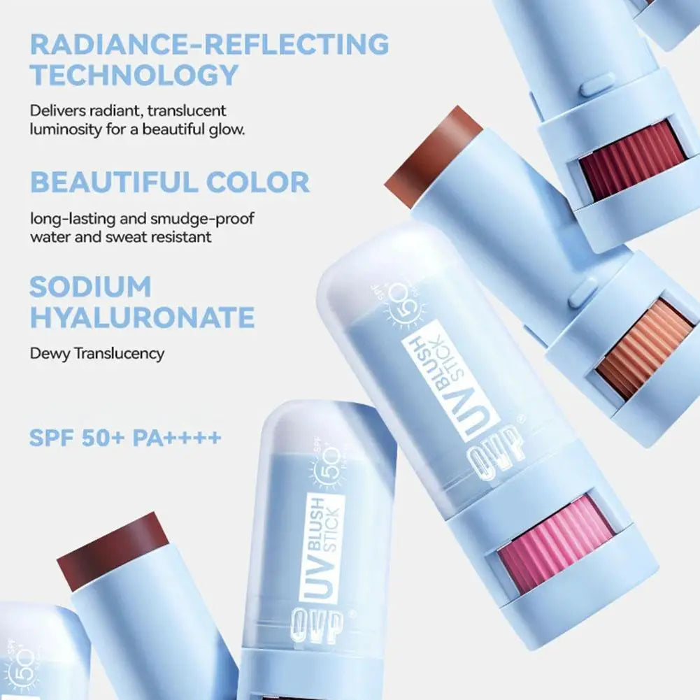Matte Blush Stick with Natural Satin Finish Offers 5 Color Shades Moderate Coverage Long-lasting Nourishing Skin Care Makeup