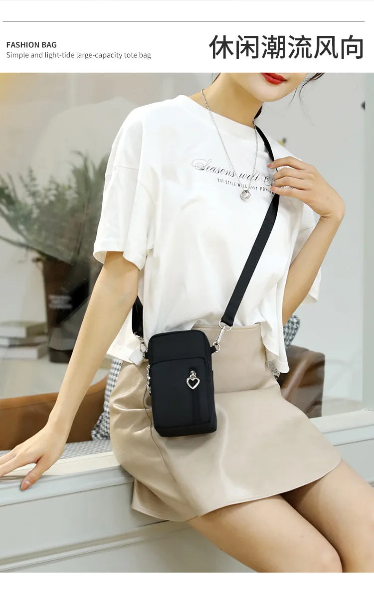 Waterproof Nylon Mobile Phone Versatile Mini Bag Purses Women's Shoulder Cross Body Messenger Bag