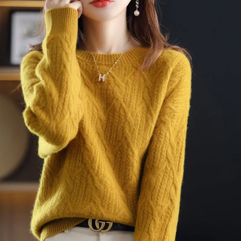 Fashion Loose Cashmere Women Sweater Autumn Winter Soft Warm Long Sleeve Solid Jumper Knitted Sweaters for Female Pullover Tops