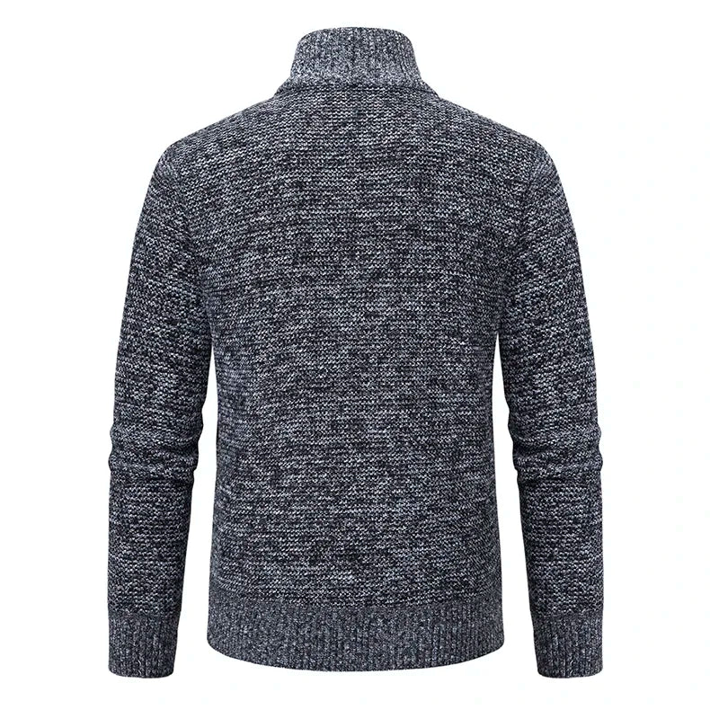 Men Jackets Fleece Cardigan Winter Contrast Splice Knittde Sweater Breathable Thicken Warm Stand Collar Casual Coat Sweater Mens
