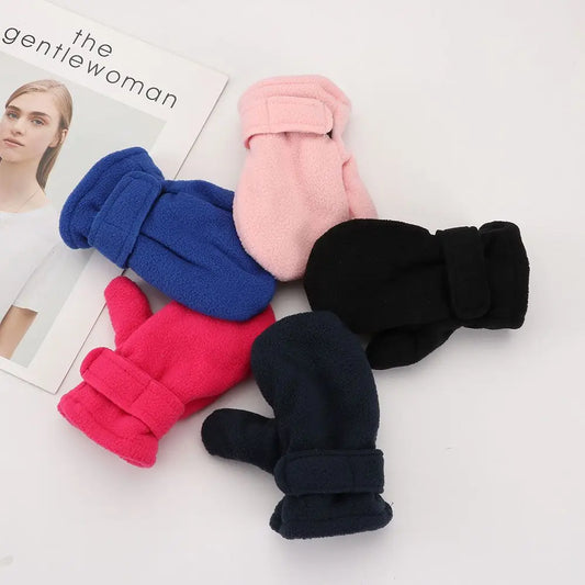 1-7 Years Toddler Infant Winter Mittens Lined with Fleece Easy-on Baby Boy Girls Warm Thick Gloves Outdoor Hand Warmers