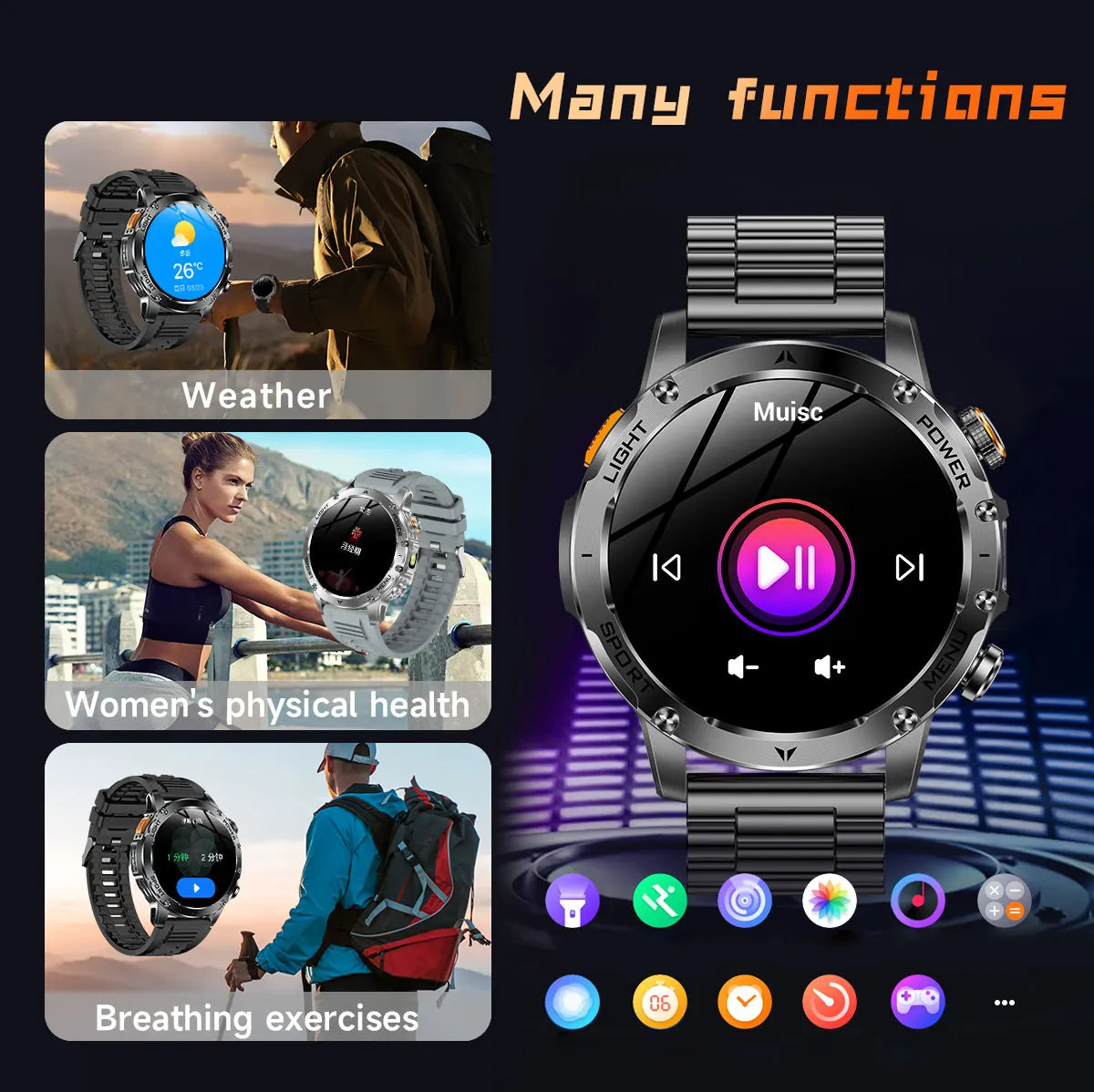New Smart Watch For Men 1000Mah Battery Fitness Tracking Sport Waterproof Clock Smart Bracelet Men Military High-end custom dial