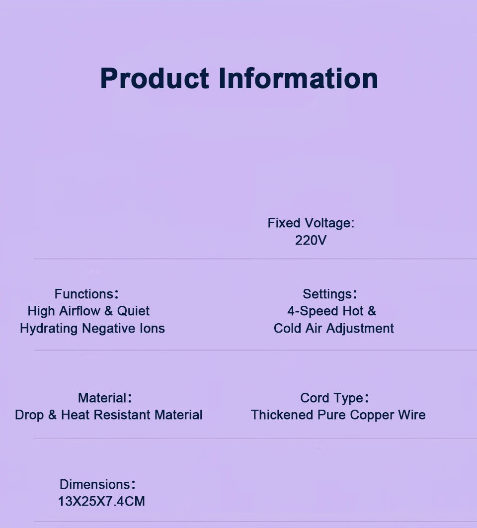 Hair Dryer 1200W Professional Powerful Hair Dryer Fast Heating Hot And Cold Adjustment Ionic Air Blow Dryer with Air Collecting