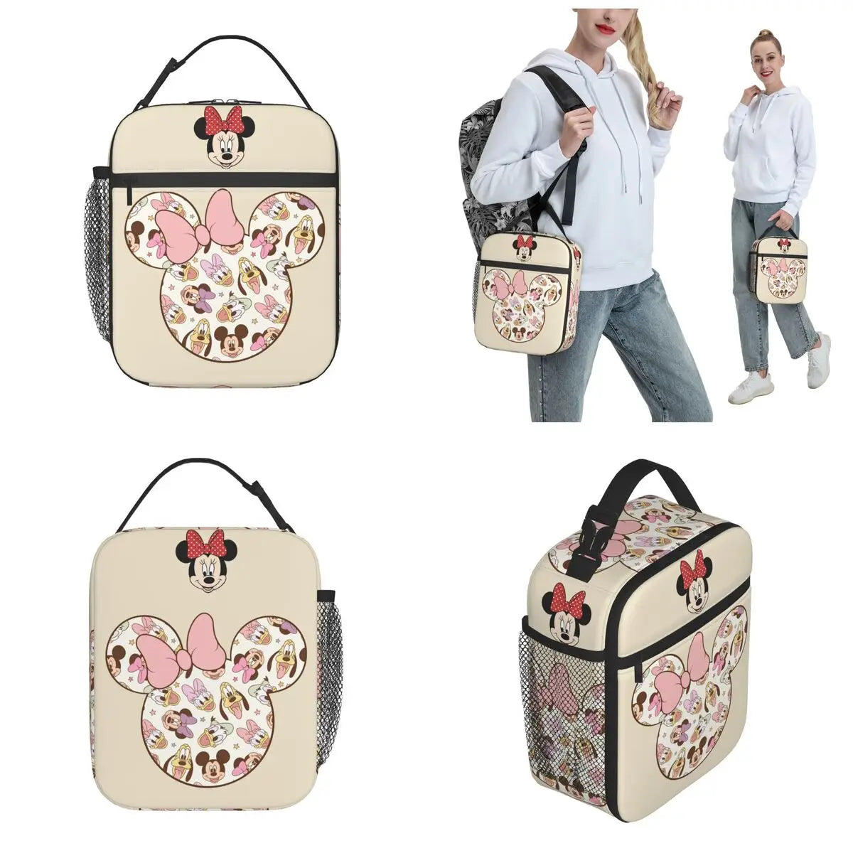 Lovely Minnie Mouse Accessories Insulated Lunch Bag For Picnic School Storage Food Boxes Cute Minnie Girls for Girl Kids  Bags