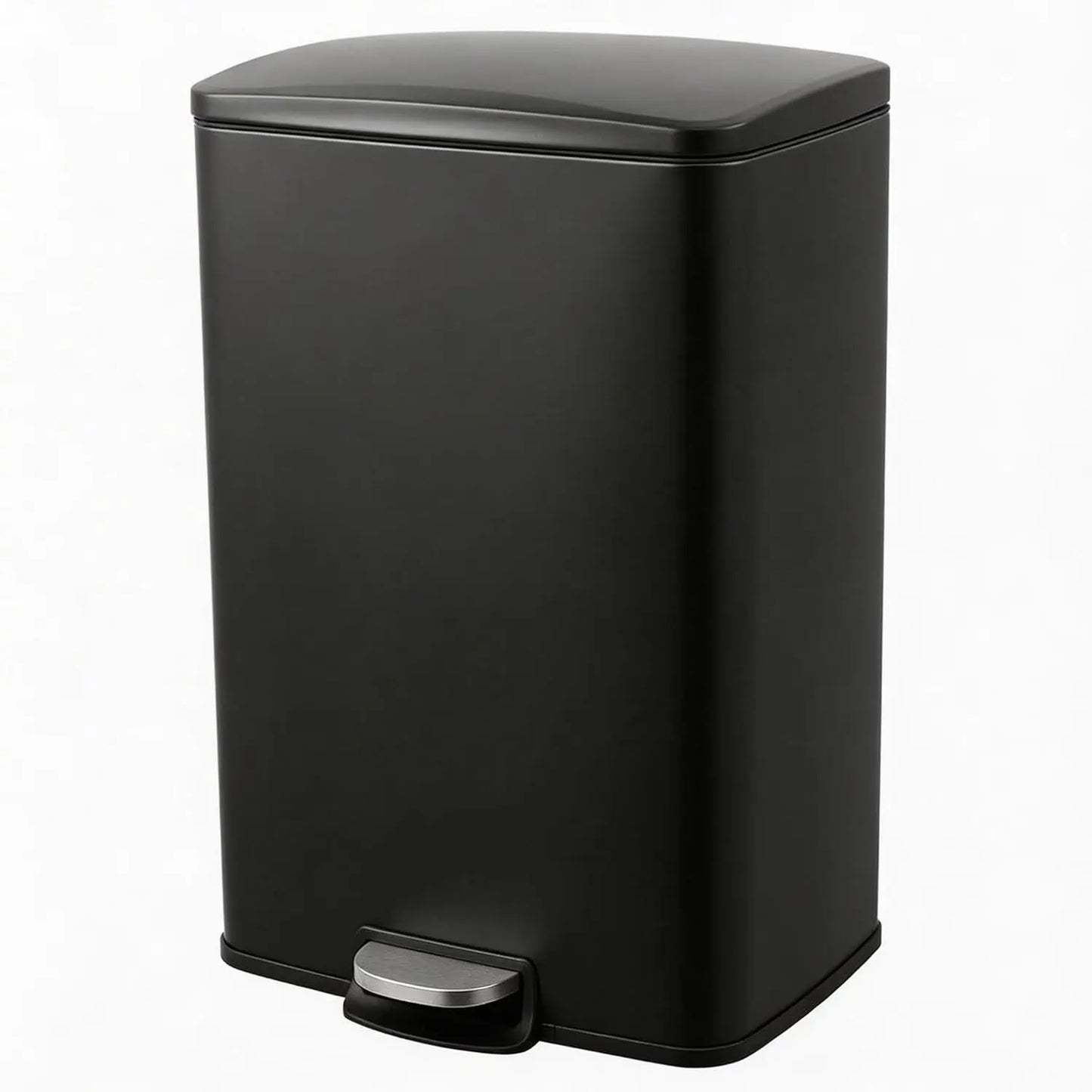 Fingerprint-Proof 13 Gal Pedal Trash Bin Stainless Steel Kitchen Wastebasket Removable Liner Quiet Lid For Office Garage