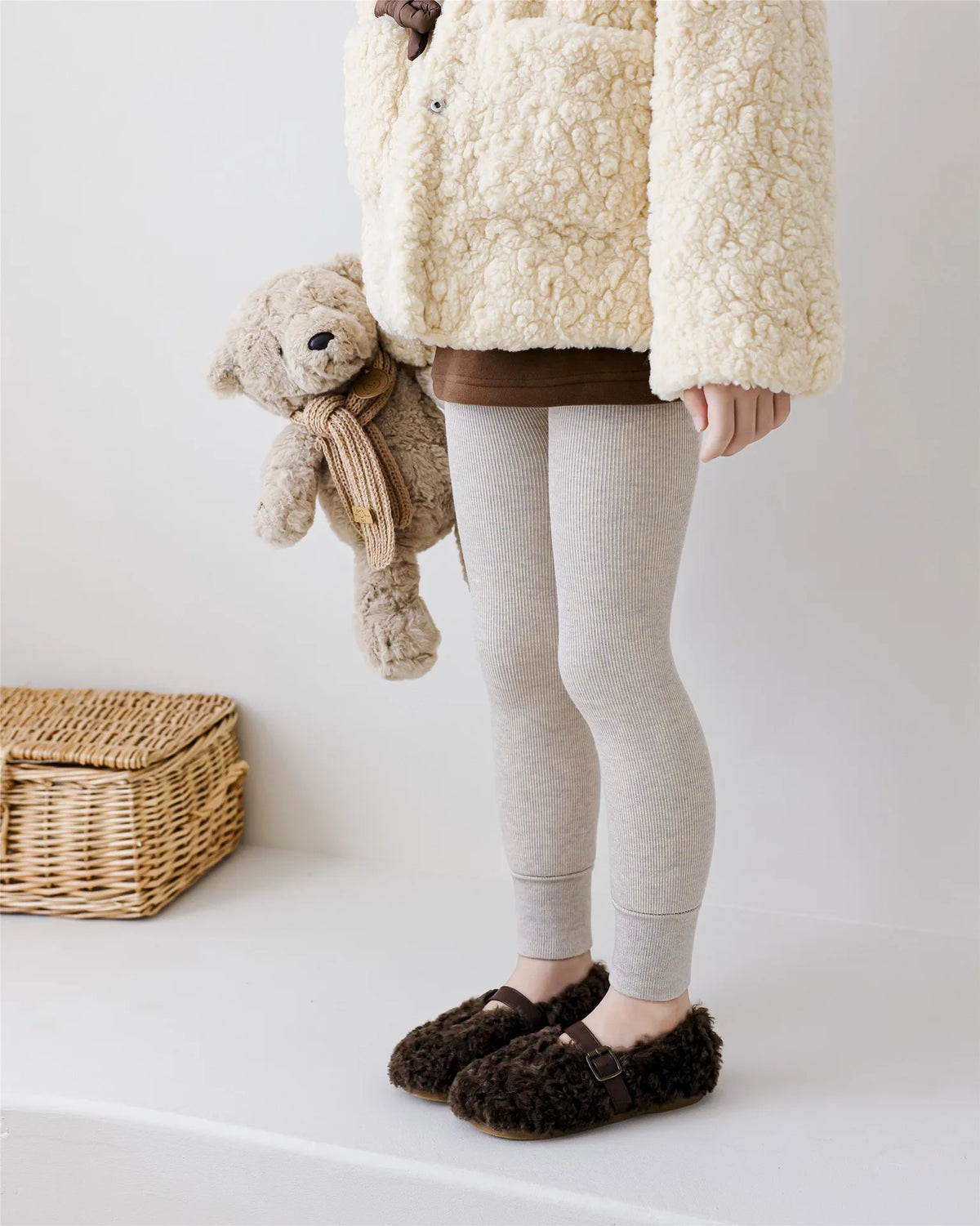 Girls Thermal Leggings Autumn Winter Thick Fleece Lined Kids Warm Stretchy Skinny Pants Solid Color Children Casual Trousers