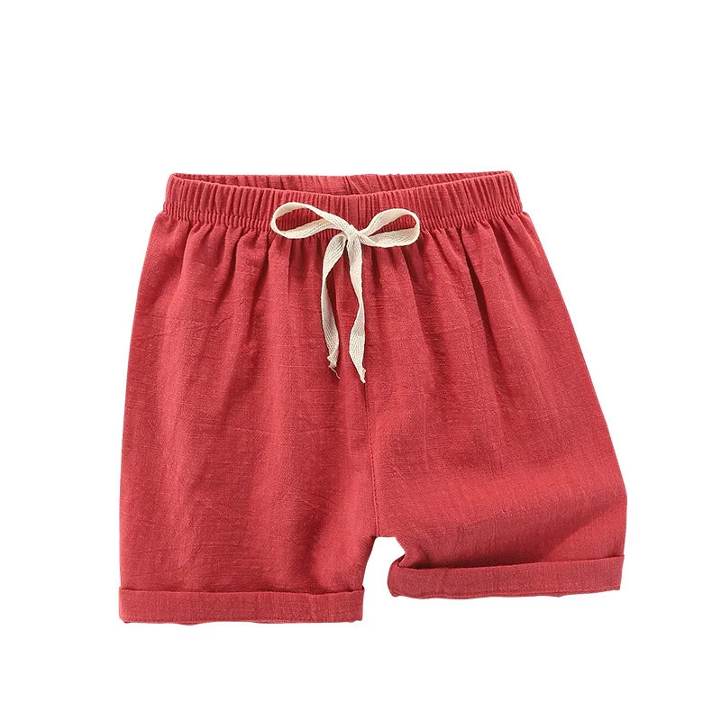 Teenage Boy Shorts 150 160cm Summer Clothing Cotton Linen Shorts Light Blue Black Red Children Shorts for Girls Toddler Clothes
