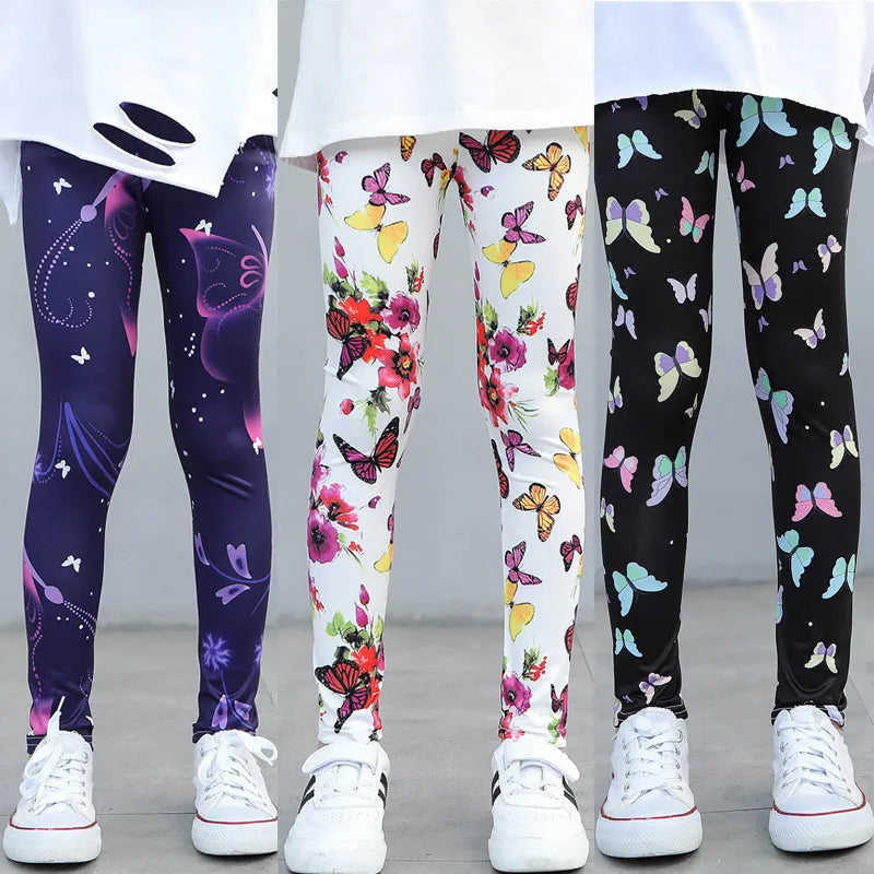 Kids Girls Leggings Spring Summer Flower Printed Children Trousers Girl Casual Pencil Pants Cute Toddler Leggings