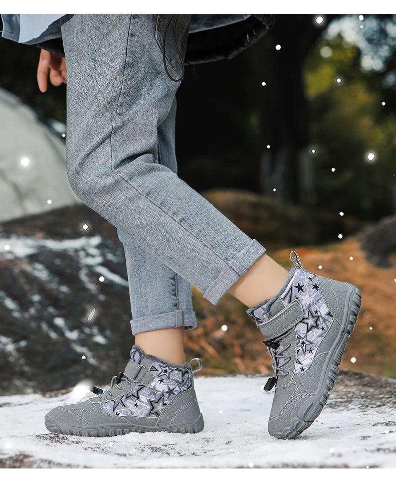 New Parent-child Winter Boots Men and Women Snow BareFoot Outdoor Non-slip Warm Fur Casual Boys/girls Sneakers Kid's Ankle Boots