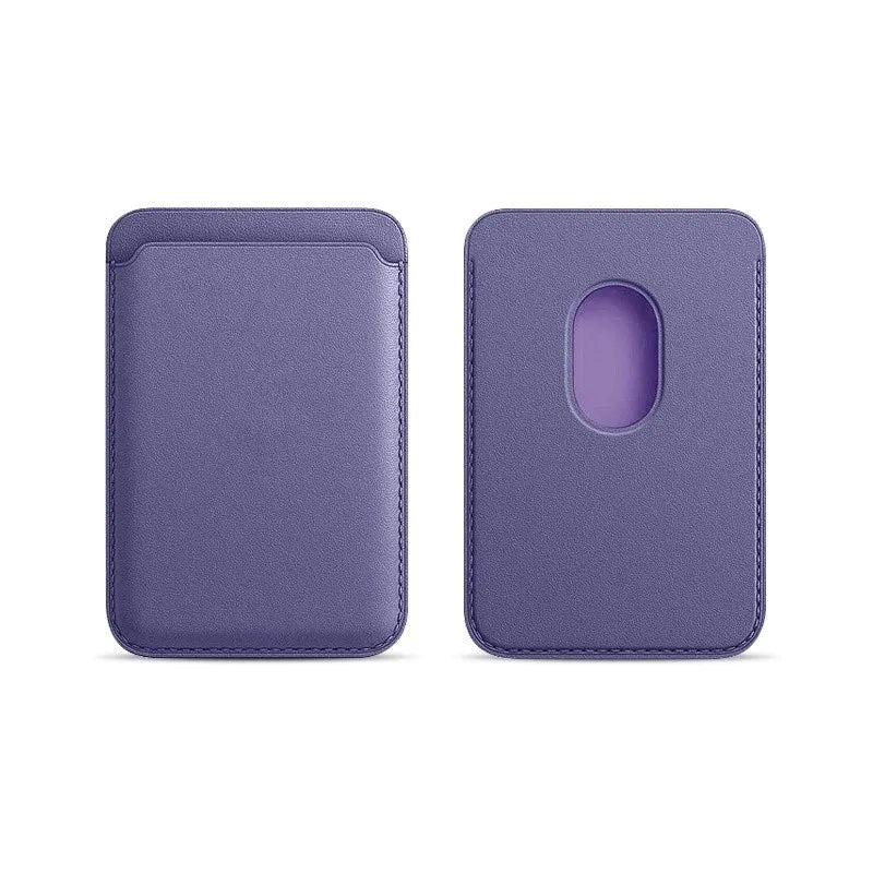 Magnetic Leather Card Sleeve Card holder for Phone 17 16 15 14 13 12, Men & Women Adhesive Back Case, Portable Card Pocket Cover