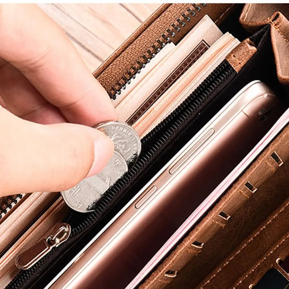 Simple Purse Long Zipper Wallet Large Capacity Card Brand Business Clutch Bag Coin Purse ID Card Holder Men