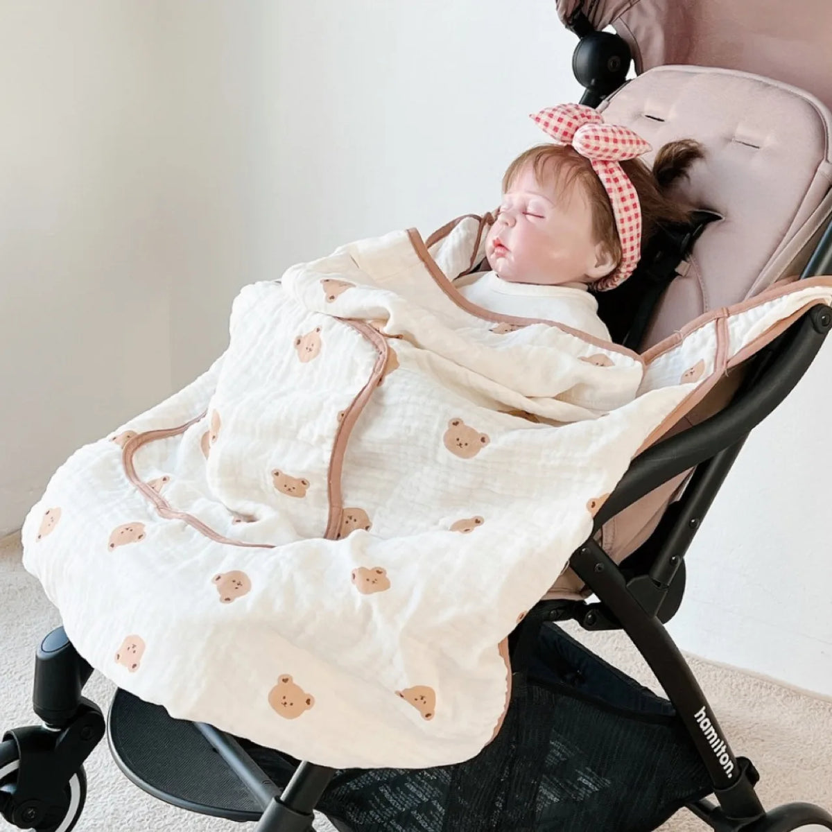 Baby Carrier Cover Muslin Hooded Mosquito Protection Blanket for Hip Seat Stroller Lightweight Breathable Infant Cape 80*100cm