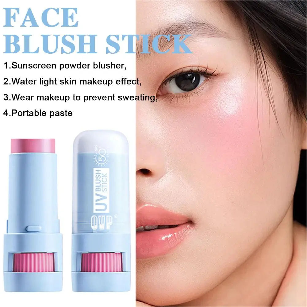 Matte Blush Stick with Natural Satin Finish Offers 5 Color Shades Moderate Coverage Long-lasting Nourishing Skin Care Makeup