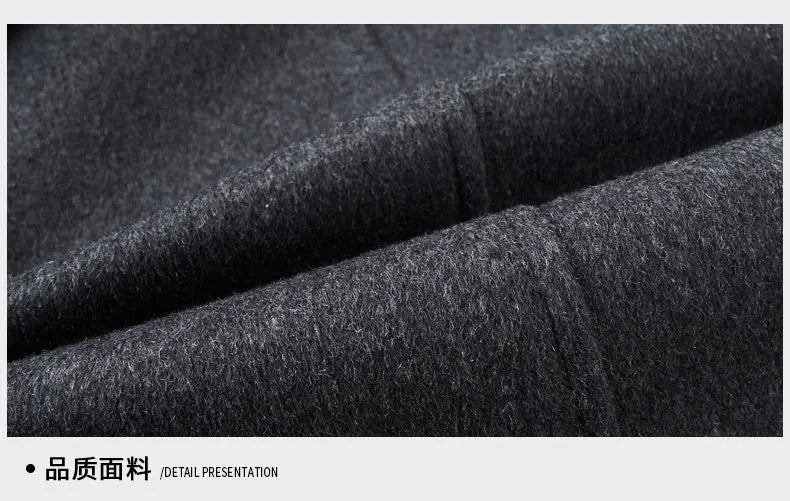 Men's High-End and Fashionable Cashmere Coats for Autumn and Winter, Mid-Length Lapel Jackets, Wool and Woolen Fabrics