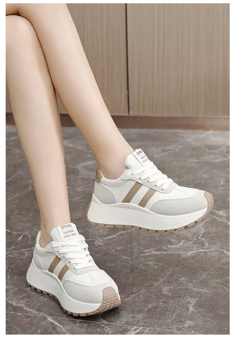 2026 Summer Thick-Soled Women Shoes Height-Increasing Women Sneakers Casual Skate Shoes Lace-Up Sports Running Shoes for Women