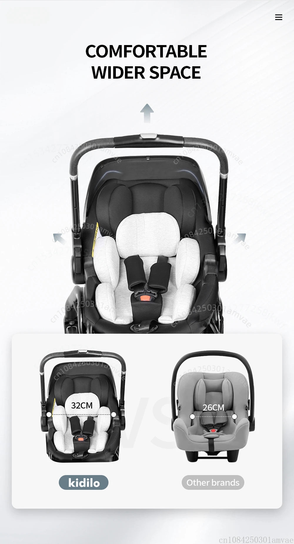 Kodilo baby safety stroller, child safety seat, newborn baby sleeping basket can be pushed in both directions Easy to operate