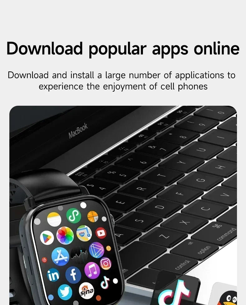 New Smart Watch with Full Touch HD Display, Built-in GPS & WiFi, Support SIM Card, Life Waterproof
