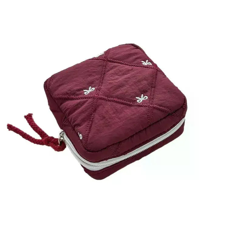 Makeup Bag For Women Embroidered Bowknot Travel Cosmetic Bags Large Capacity Handheld Makeup Toiletry Storage Bag