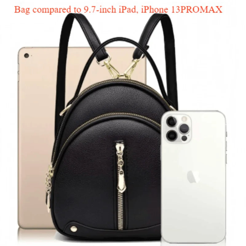 Women's Small Backpack, Light and Multifunctional, High Quality PU Handbag, One Shoulder Sling Student Handbag, Four Seasons