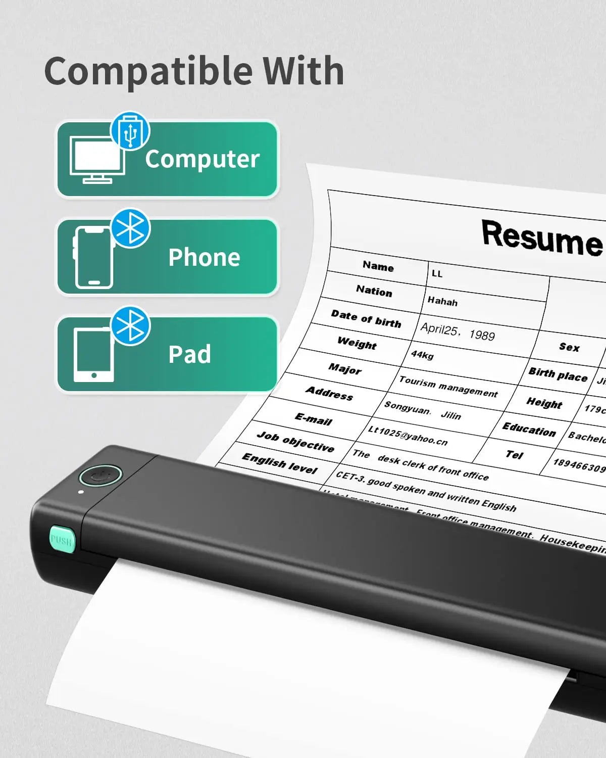 Phomemo M08F A4 Paper Printer Portable Thermal Printer Bluetooth Mobile Printer Compatible with Android & iOS Phone & Laptop