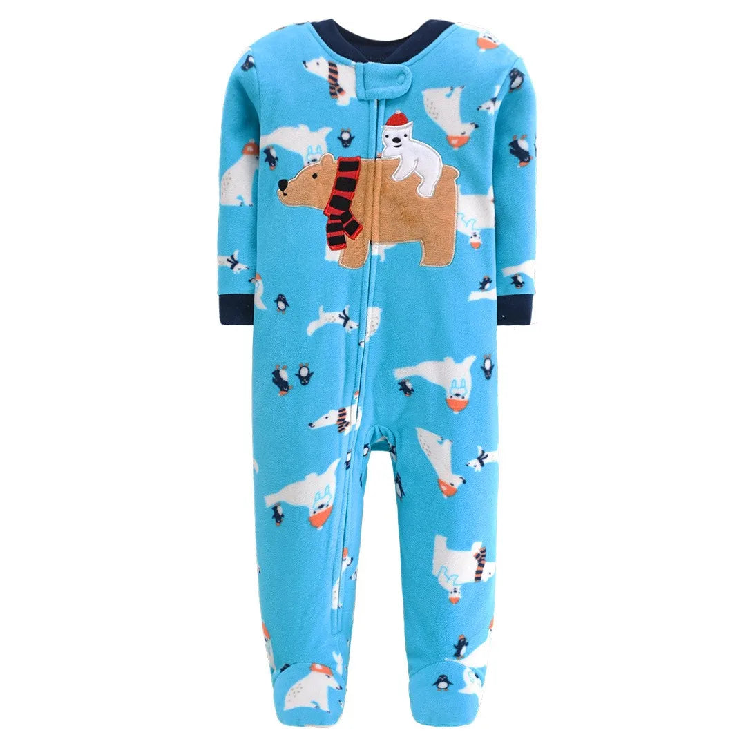 Footed Warm Baby Rompers 2023 Spring Fall Micro Polar Fleece Hot Baby Pajamas jumpsuits Infant baby boy girl sleepwear 0/3-12M