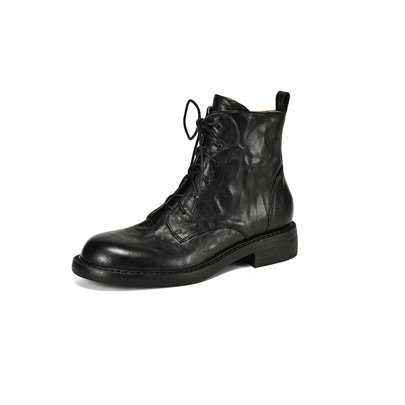 2025 New Autumn Ankle Winter Genuine Leather Women Boots Chelsea Boots Women Shoes Real Leather Shoes Retro Platform Shoes