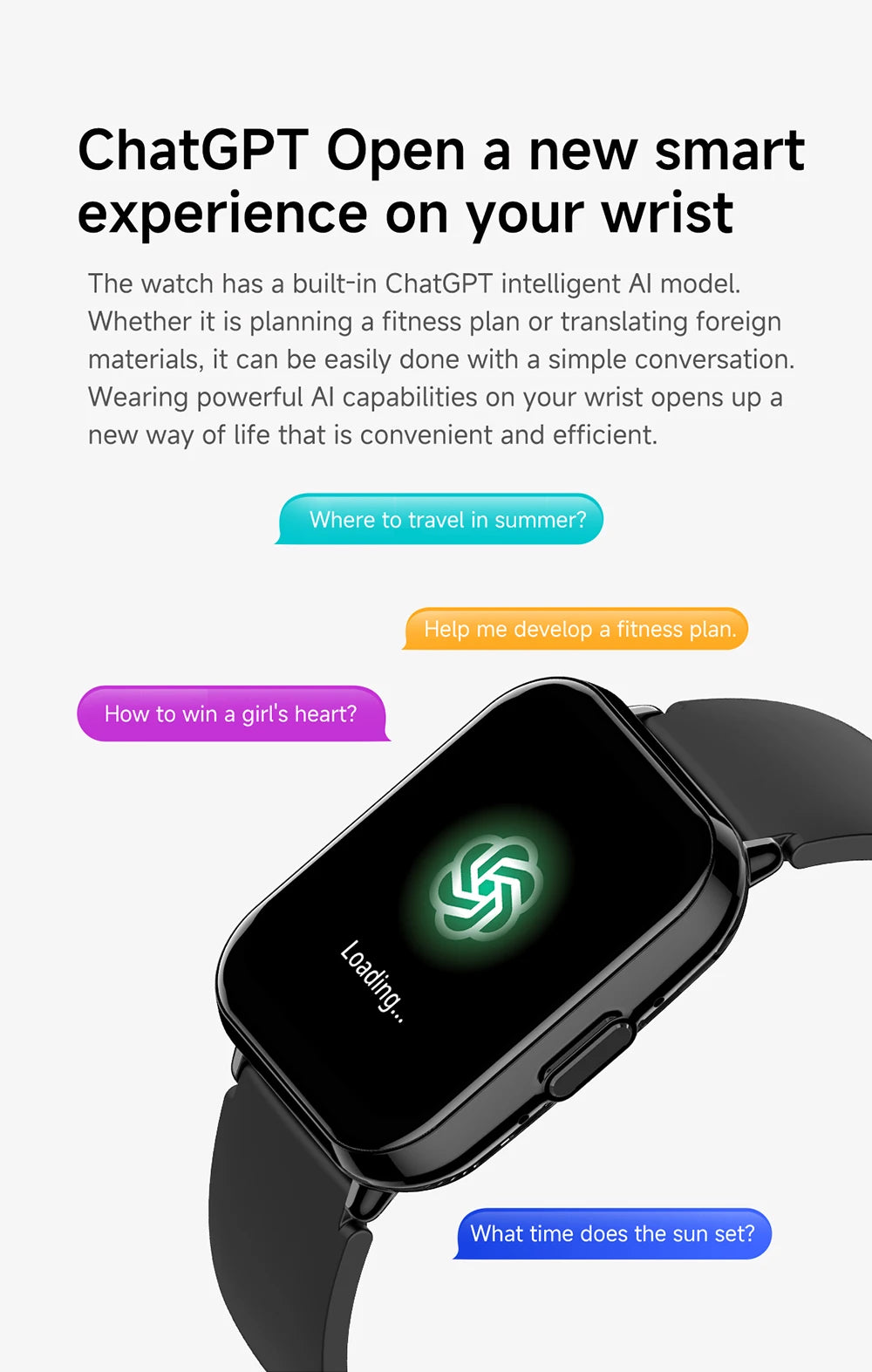 KUMI M2 Smart Watch 1.83" HD Screen ChatGPT 100+ AI Watch Faces Bluetooth Calling 100+ Sports Modes Health Monitoring 2ATM