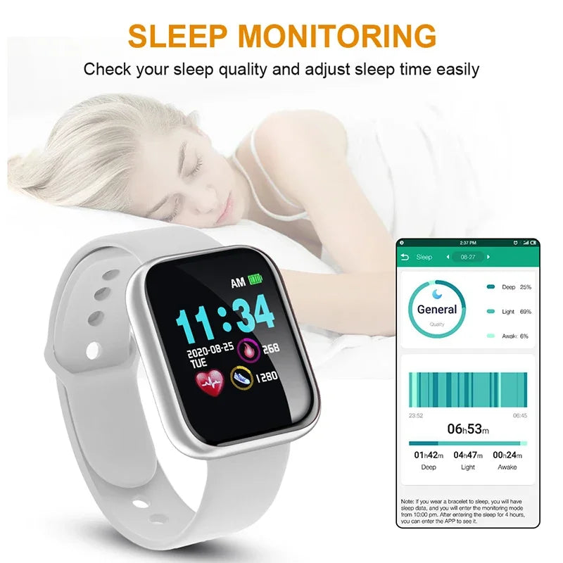 Multifunctional Smart Watch Men Women Bluetooth Connected Phone Music Fitness Sports Bracelet Sleep Monitor Y68 Smartwatch D20