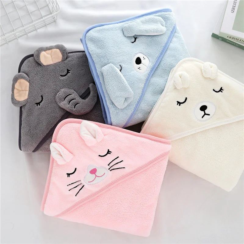 Toddler Baby Hooded Towels Newborn Kids Bathrobe Super Soft Bath Towel Blanket Warm Sleeping Swaddle Wrap for Infant Boys Girls