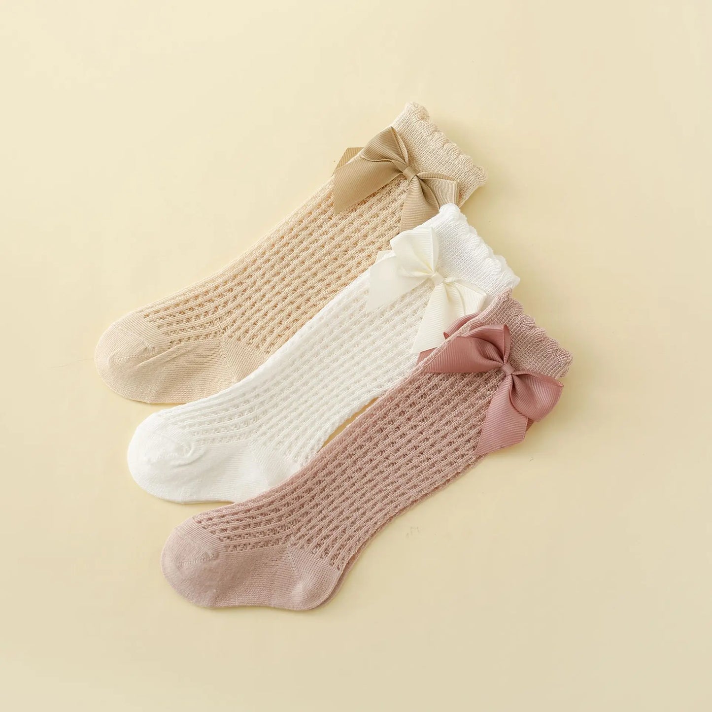 New Summer Infant Baby Socks Girls Newborn Mather Kids Cute Children's High Knee Bow Socks Toddler Non Slip Long Socks Cotton