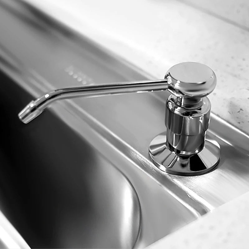 Stainless Steel Sink Soap Dispenser Kitchen Detergent Liquid Soap Dispenser Refillable Hand Press Sink Built-in Bottle