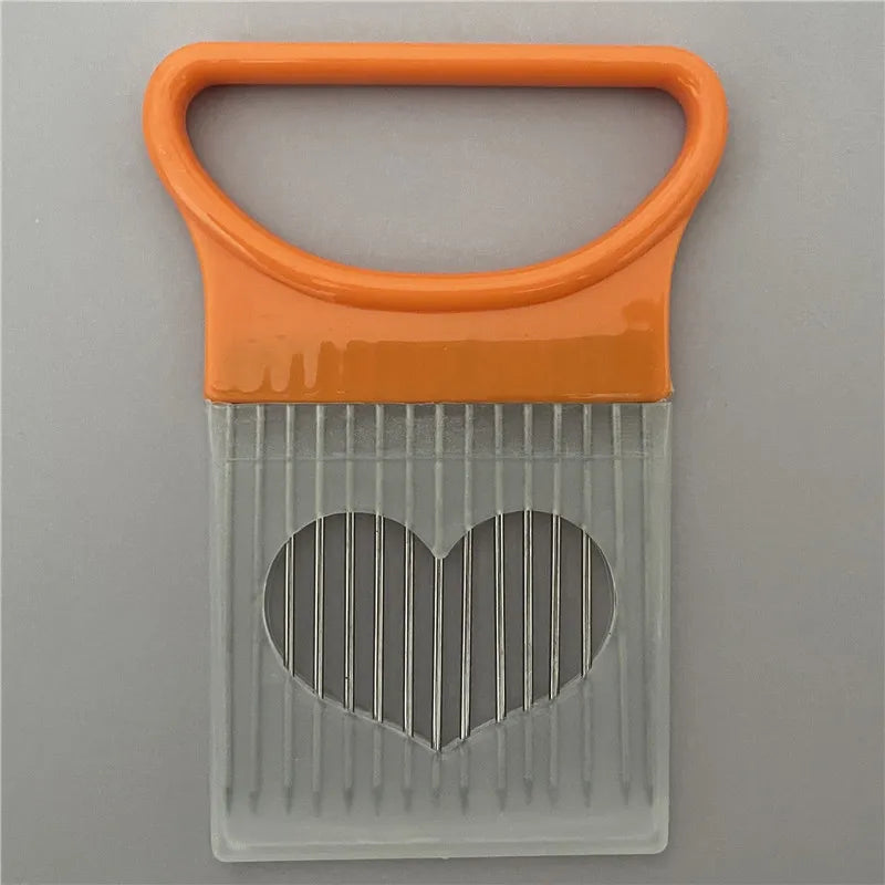 Stainless Steel Onion Cutter Holder Food Slicers Assistant Tomato Onion Slicer Holder Vegetables Cutting Fork Kitchen Gadgets