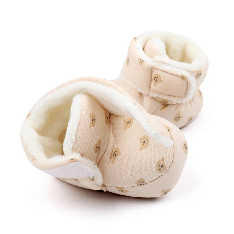 2024 Winter Baby Boots, Infant Girls Boys Warm Fashion Solid Shoes with Fuzzy Balls First Walkers Kid Shoes 0-18M High Quality