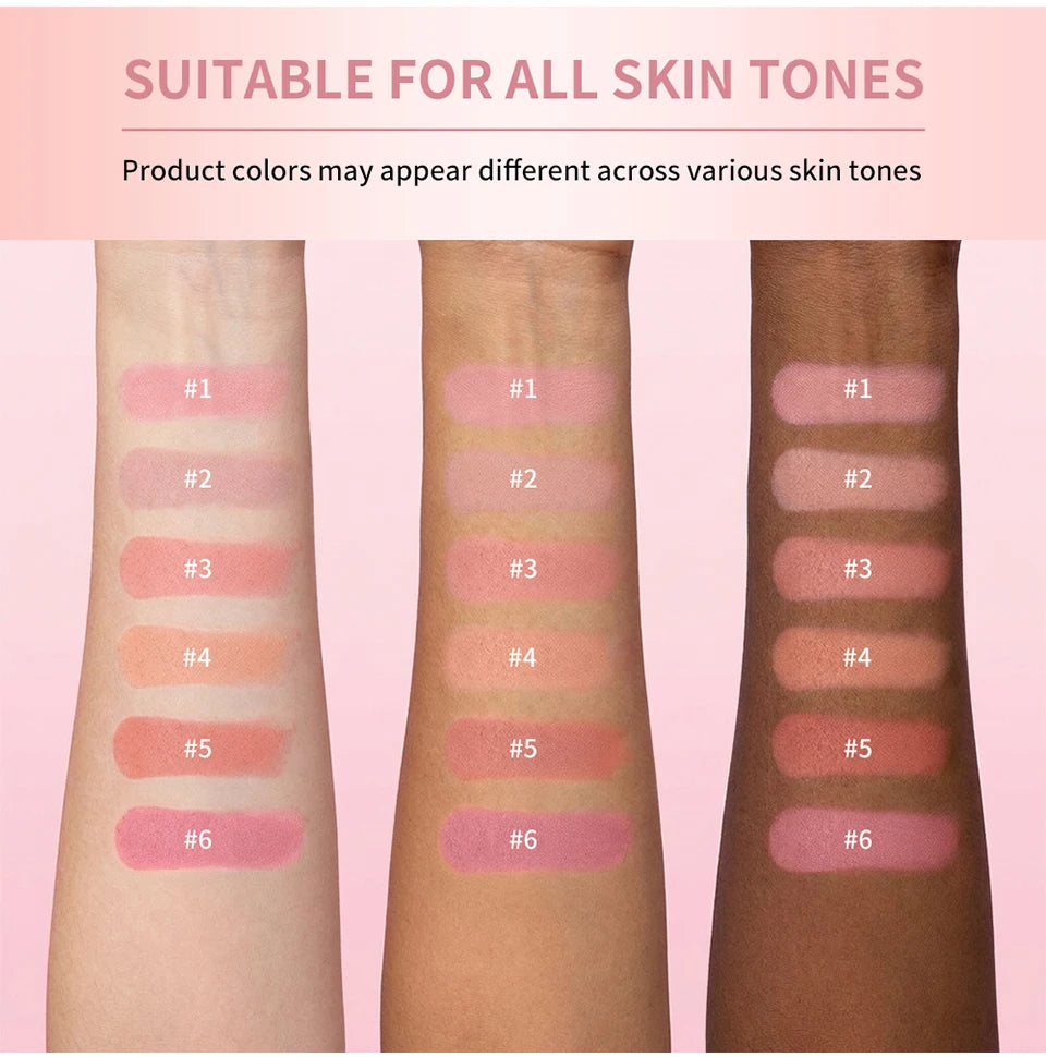 Natural Looking Matte Blush Stick Waterproof Long Lasting Hydrating Blendable Cream Blush Balm Lightweight Cheek Makeup Cosmetic
