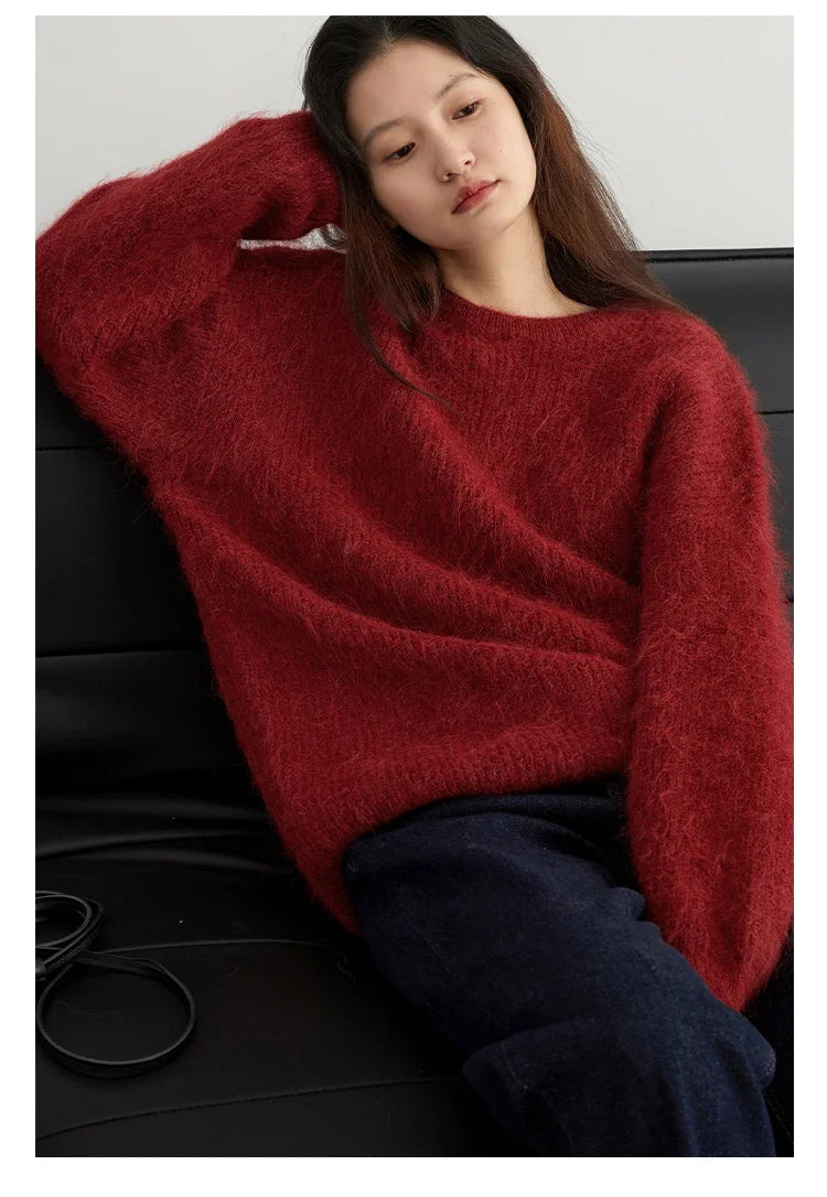 CHIC VEN Women Sweater Long Sleeve Pullover Solid Loose O Neck Soft Alpaca Female Tops Woman Knitwear Jumpers Spring Autumn 2024