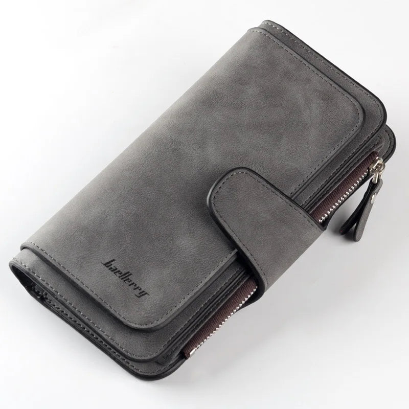 Baellerry Women's Long Wallet High Quality with Buckle Multiple Card Slots Mobile Phone Holder Hand-held Bag