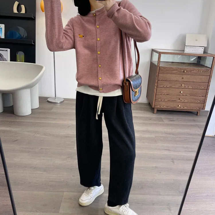 Long-sleeved Cashmere cardigan women sweater cashmere knitted  O-neck Cashmere cardigan sweater coat  Autumn and Winter