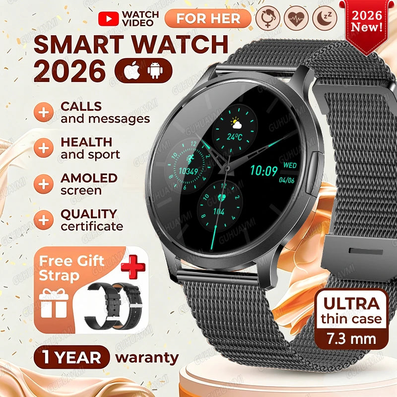 202 6New Smart Watch For Women 466*466 AMOLED Display Voice Call Sport Fitness Health Watches DIY Custom Dial Smartwatch Ladies