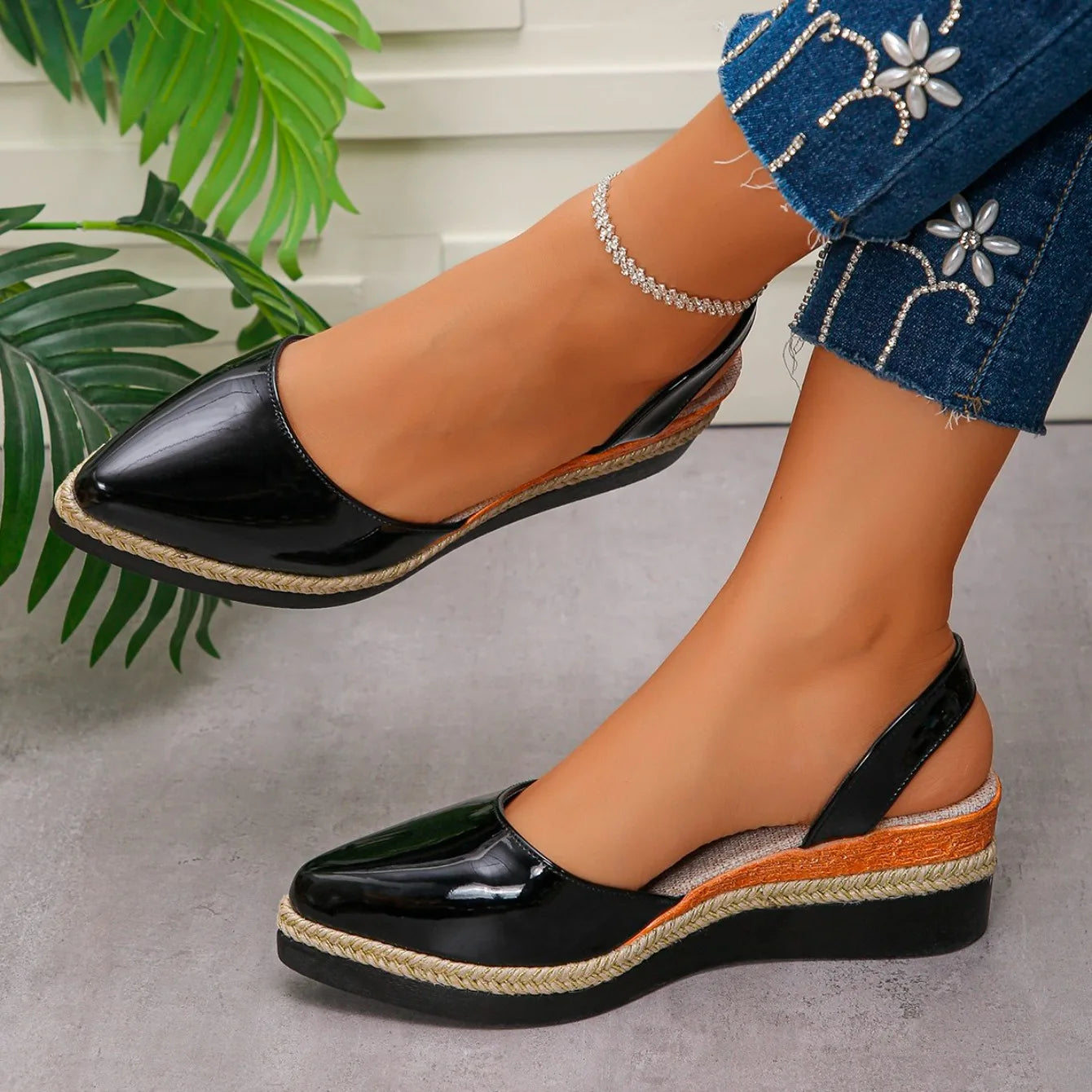 Women's Slingback Sandals 2026 Mid Heels Pointed Toe Closed Toe Sandals Wedge Breathable Casual Comfortable Shoes for Women