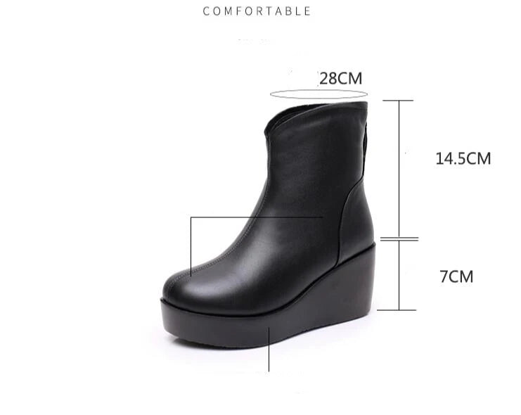 GKTINOO 2026 New Autumn Winter Women Shoes Woman Genuine Leather Wedges Snow Boots Height Increasing Short Women Boots Platform