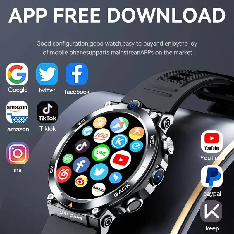 4G LTE H10 Smartwatch Dual Camera Video Calls Wifi NFC Door Access 1380mAh Battery Capacity SIM Card Smart Watch