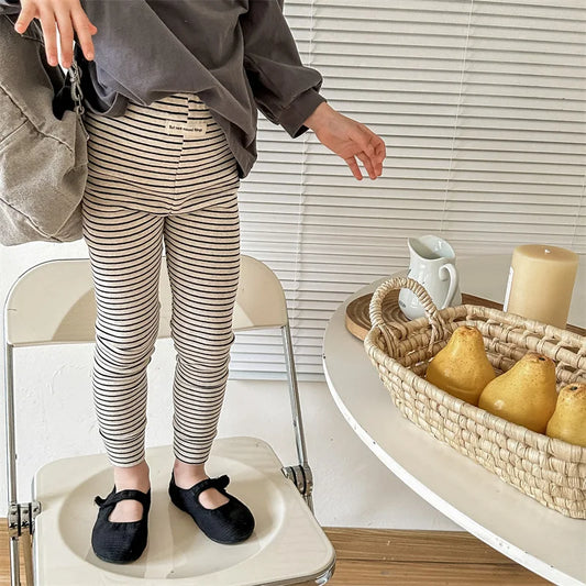 2023 New Spring Children Striped Leggings Cotton Boys Casual Pants Fashion Girls Leggings Kids Trousers Baby Clothes