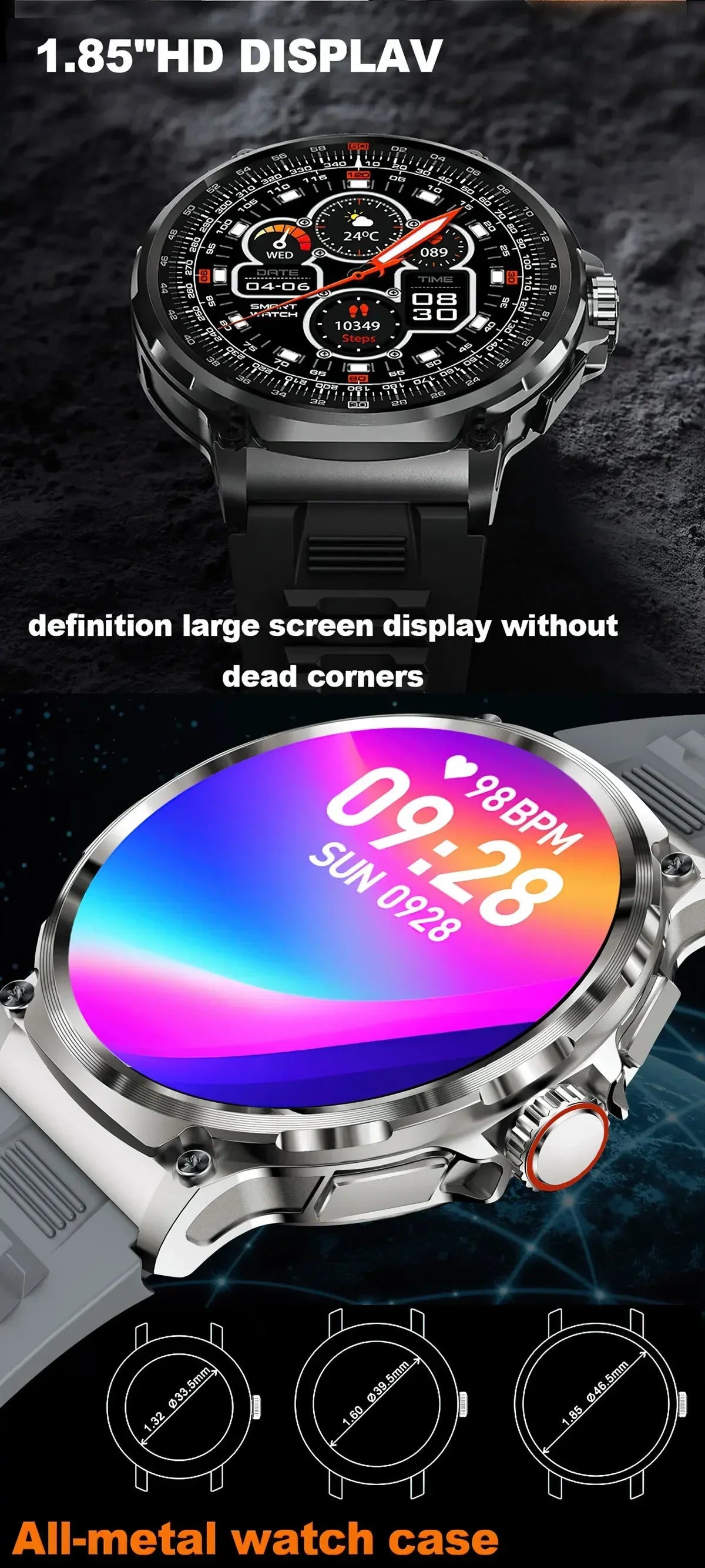 2024 New Bluetooth Call Smart Watch Men 1.85 Inch Sports Fitness Tracker Heart Rate Monitor 710mAh Smartwatch For XIAOMI Android