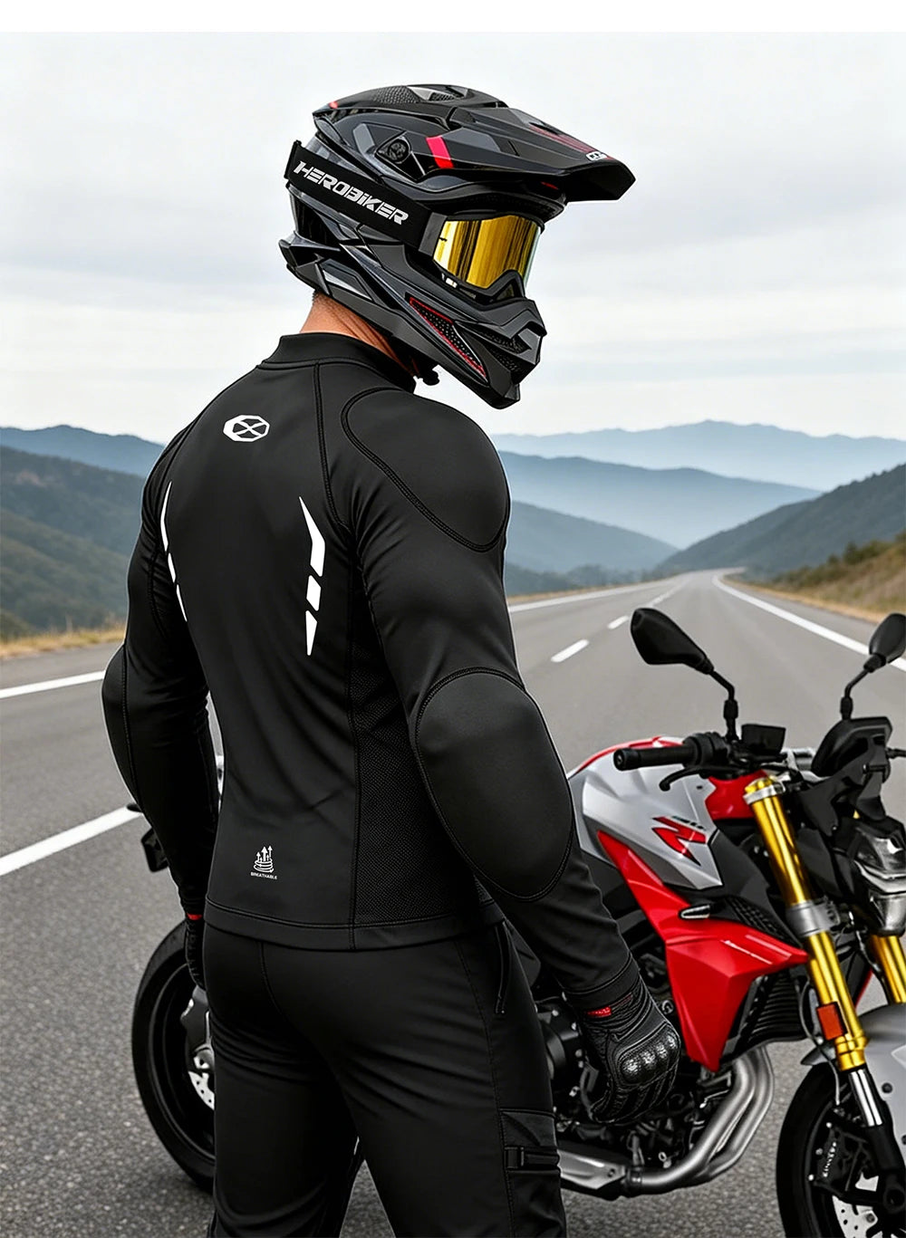 Men's Motorcycle Jacket Breathable Motorbike Riding Jackets Built-in Protective Gear Four Seasons Motocross Clothing Anti-fall