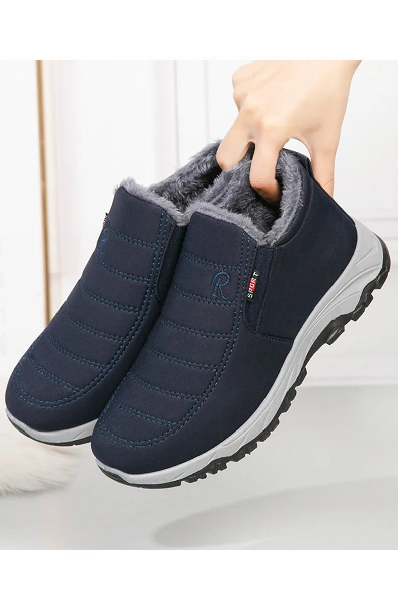 Waterproof Winter Boots for Men's  2025 New Plush Snow Boots Men's Ankle Boots Warm Black Couple Cotton Couples Platform Shoes