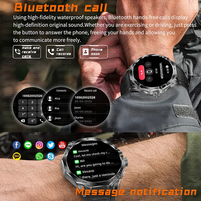 2024 New Outdoor Men IP68 waterproof Compass Smart Watch 710Mah Battery Health Track Bluetooth Call Smartwatch For Huawei Xiaomi