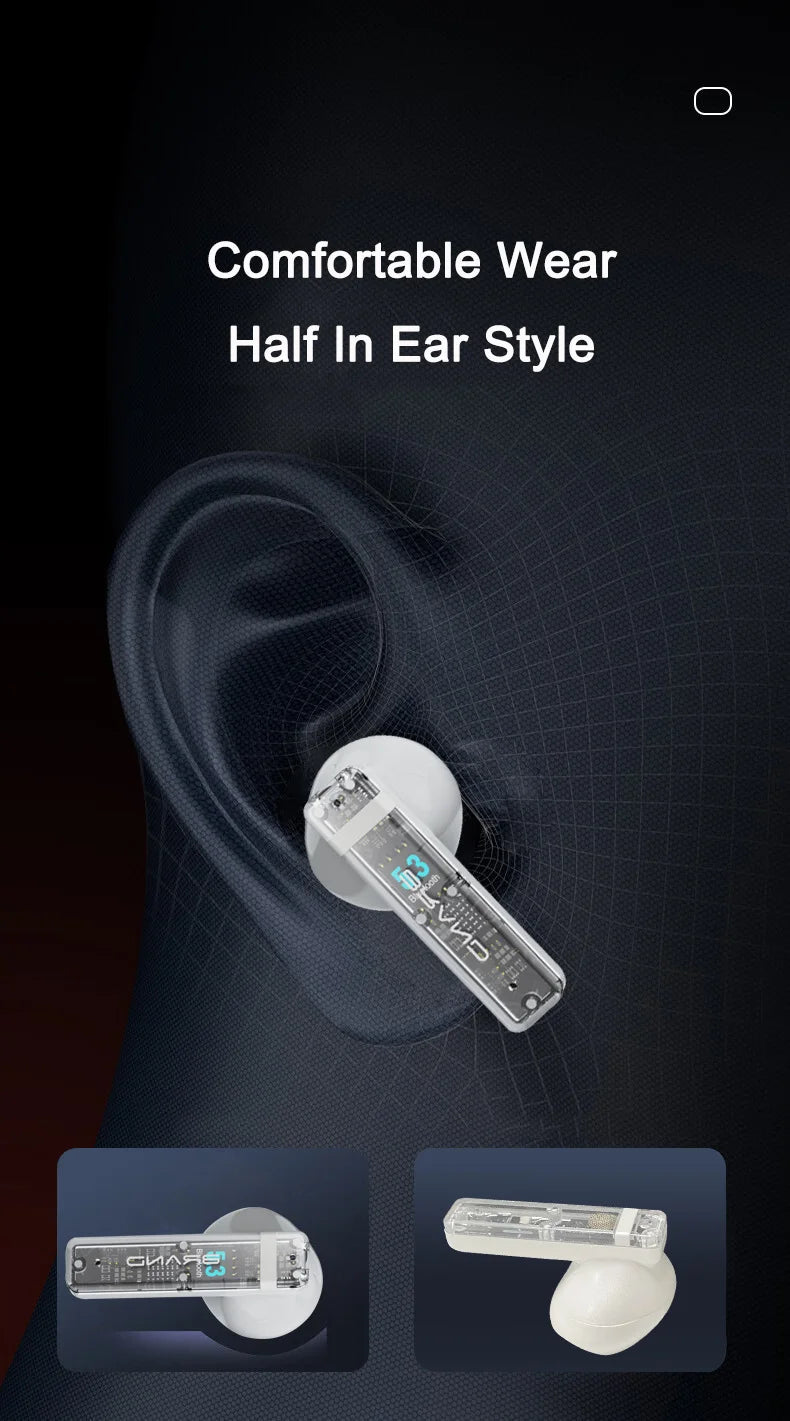 Bluetooth Touch Screen Earphone Noise Reduction Half In Ear Style Multi Function Long Battery Life Listen Music Phone Call