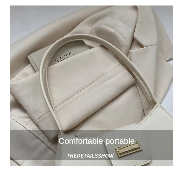 Minimalist Shoulder Bag for Women Simple Solid Color Underarm Bag Women's Buckle Handbag and Purse Fashion Small Top-handle Bags
