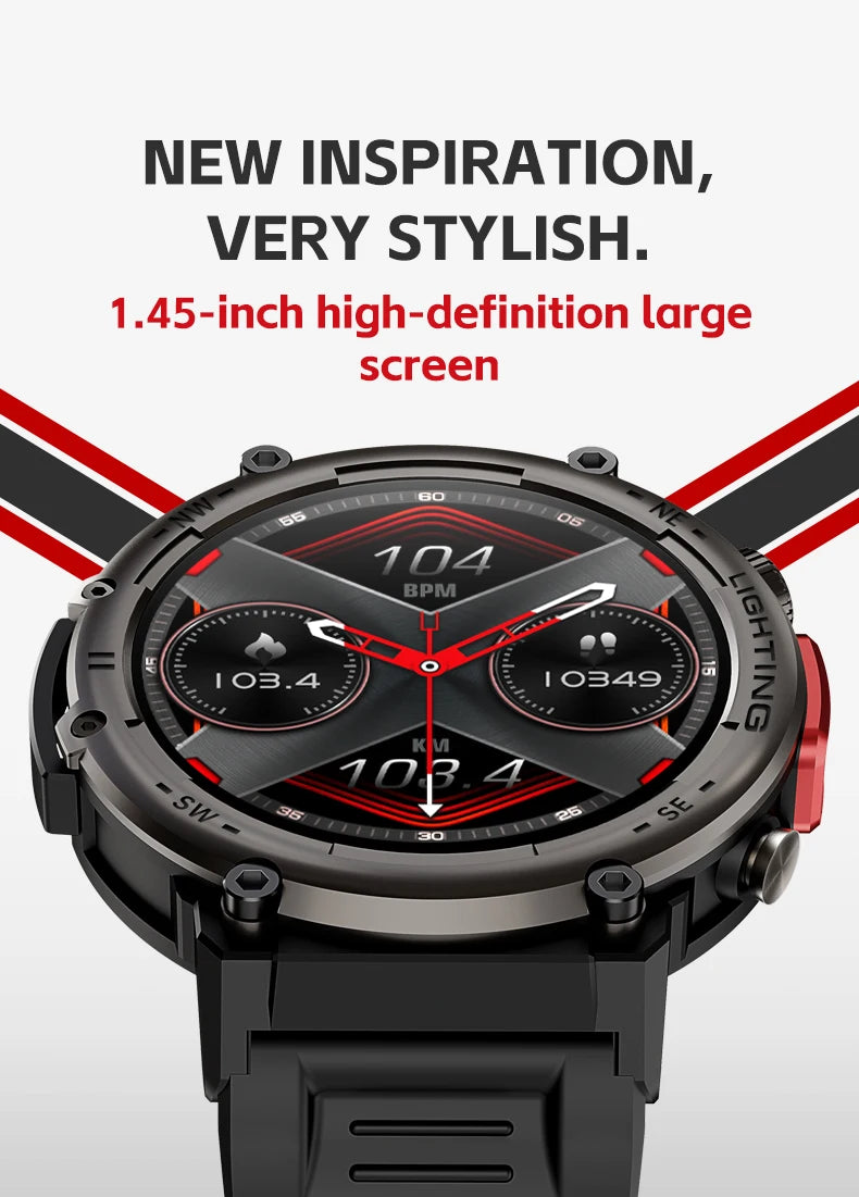 Imosi Hot Outdoor Smart Watch Men With Flashlight Sport Fitness Bracelet Blood Pressure IP67 Waterproof Smartwatch For Android